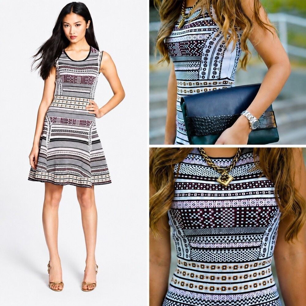 New Diane Von Furstenberg Eleanor Jacquard Fit & Flare Dress Women Dress M $498